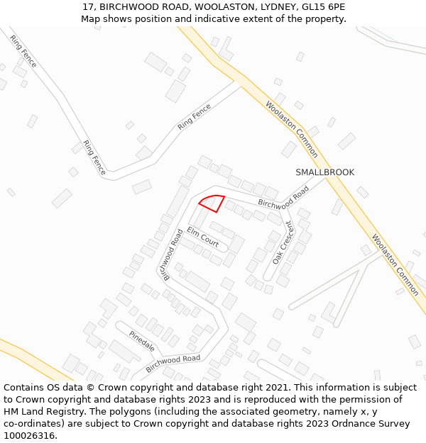 17, BIRCHWOOD ROAD, WOOLASTON, LYDNEY, GL15 6PE: Location map and indicative extent of plot