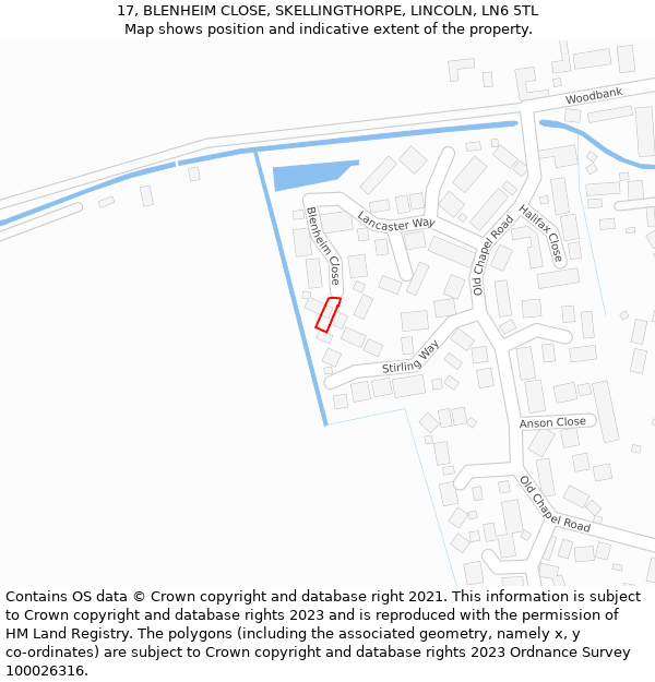 17, BLENHEIM CLOSE, SKELLINGTHORPE, LINCOLN, LN6 5TL: Location map and indicative extent of plot