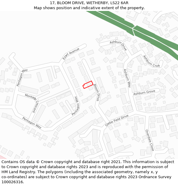 17, BLOOM DRIVE, WETHERBY, LS22 6AR: Location map and indicative extent of plot