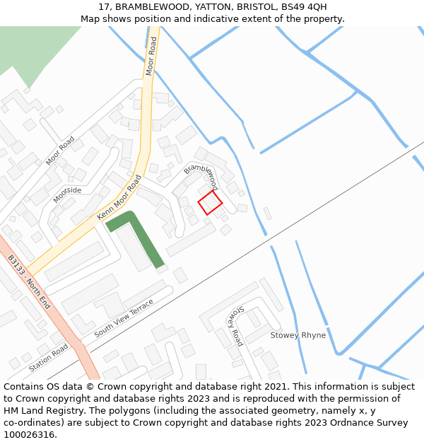 17, BRAMBLEWOOD, YATTON, BRISTOL, BS49 4QH: Location map and indicative extent of plot