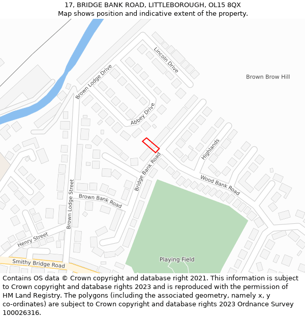 17, BRIDGE BANK ROAD, LITTLEBOROUGH, OL15 8QX: Location map and indicative extent of plot