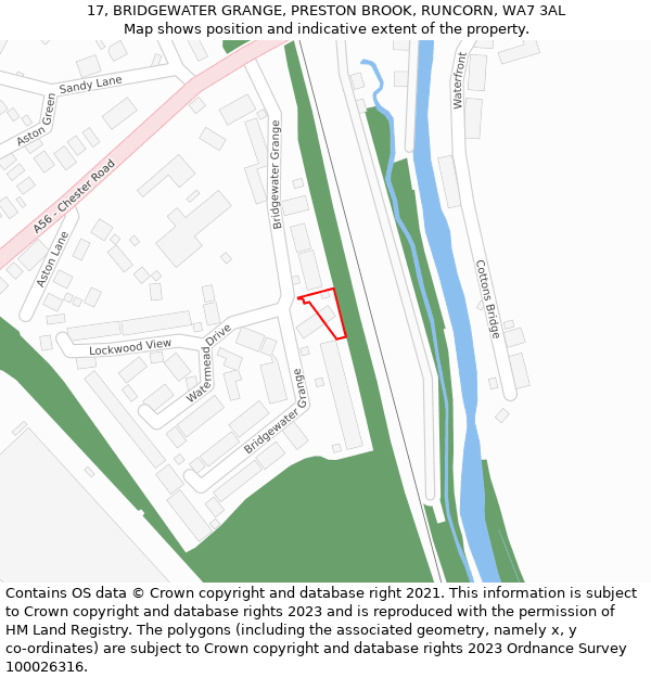 17, BRIDGEWATER GRANGE, PRESTON BROOK, RUNCORN, WA7 3AL: Location map and indicative extent of plot