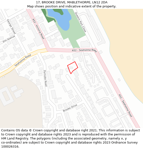 17, BROOKE DRIVE, MABLETHORPE, LN12 2DA: Location map and indicative extent of plot