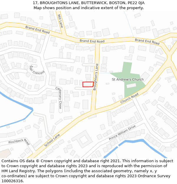 17, BROUGHTONS LANE, BUTTERWICK, BOSTON, PE22 0JA: Location map and indicative extent of plot