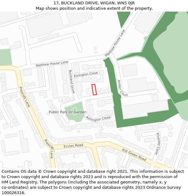 17, BUCKLAND DRIVE, WIGAN, WN5 0JR: Location map and indicative extent of plot
