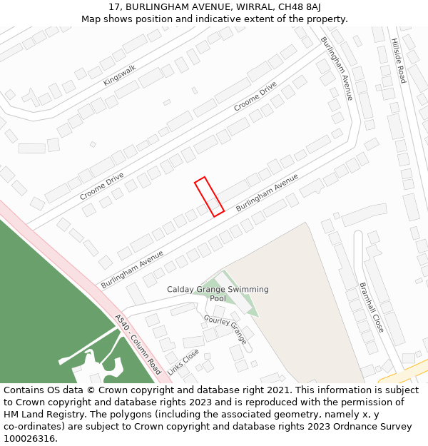 17, BURLINGHAM AVENUE, WIRRAL, CH48 8AJ: Location map and indicative extent of plot