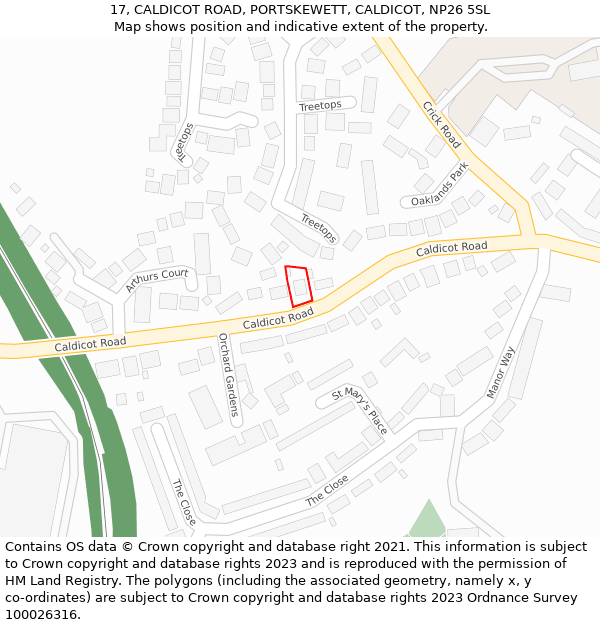 17, CALDICOT ROAD, PORTSKEWETT, CALDICOT, NP26 5SL: Location map and indicative extent of plot