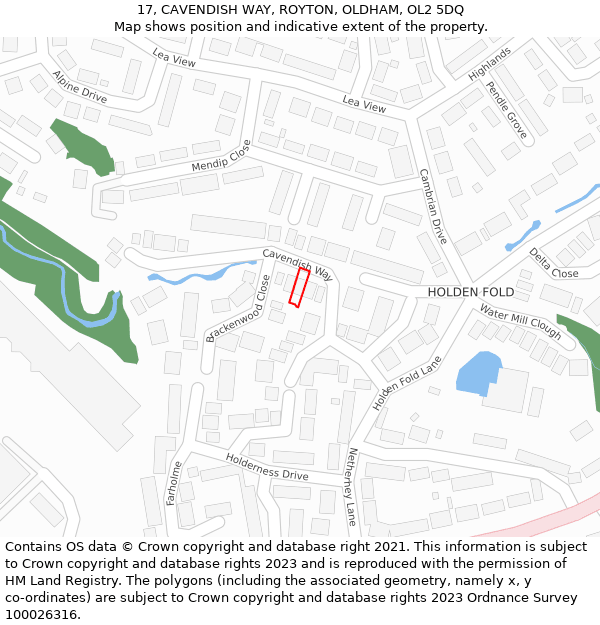 17, CAVENDISH WAY, ROYTON, OLDHAM, OL2 5DQ: Location map and indicative extent of plot