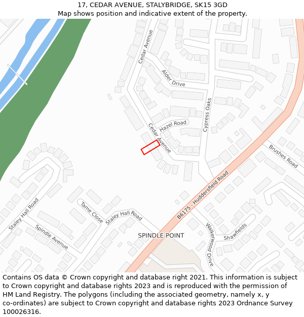 17, CEDAR AVENUE, STALYBRIDGE, SK15 3GD: Location map and indicative extent of plot