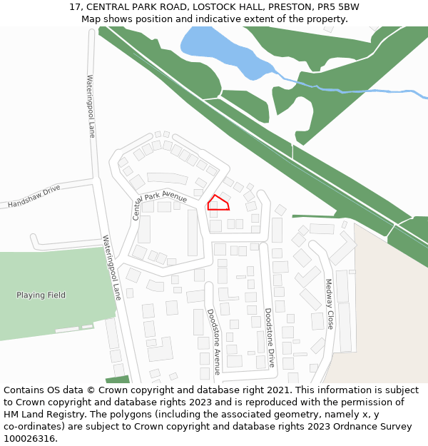 17, CENTRAL PARK ROAD, LOSTOCK HALL, PRESTON, PR5 5BW: Location map and indicative extent of plot