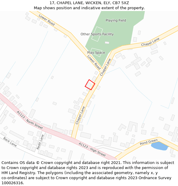 17, CHAPEL LANE, WICKEN, ELY, CB7 5XZ: Location map and indicative extent of plot