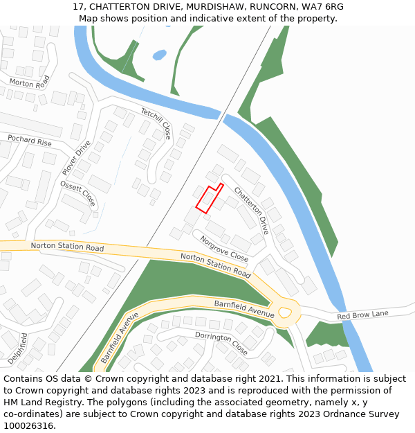 17, CHATTERTON DRIVE, MURDISHAW, RUNCORN, WA7 6RG: Location map and indicative extent of plot