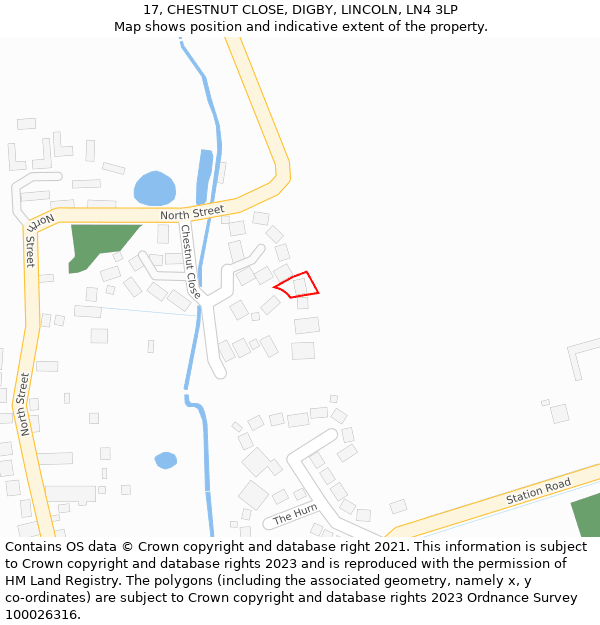 17, CHESTNUT CLOSE, DIGBY, LINCOLN, LN4 3LP: Location map and indicative extent of plot