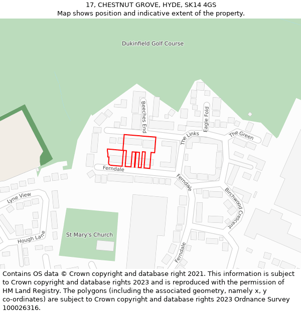 17, CHESTNUT GROVE, HYDE, SK14 4GS: Location map and indicative extent of plot