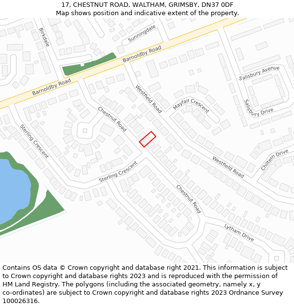 17, CHESTNUT ROAD, WALTHAM, GRIMSBY, DN37 0DF: Location map and indicative extent of plot