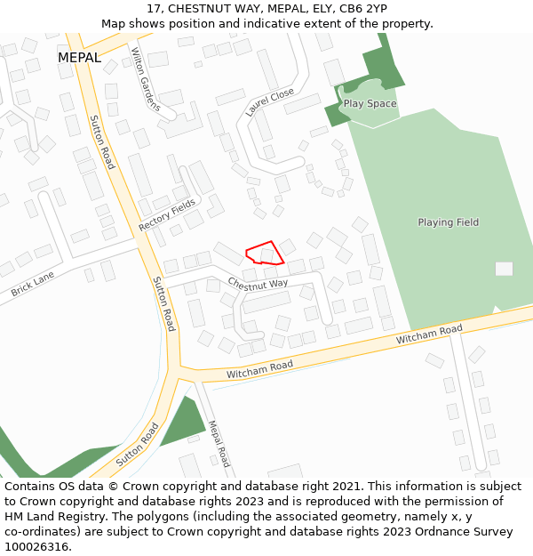 17, CHESTNUT WAY, MEPAL, ELY, CB6 2YP: Location map and indicative extent of plot