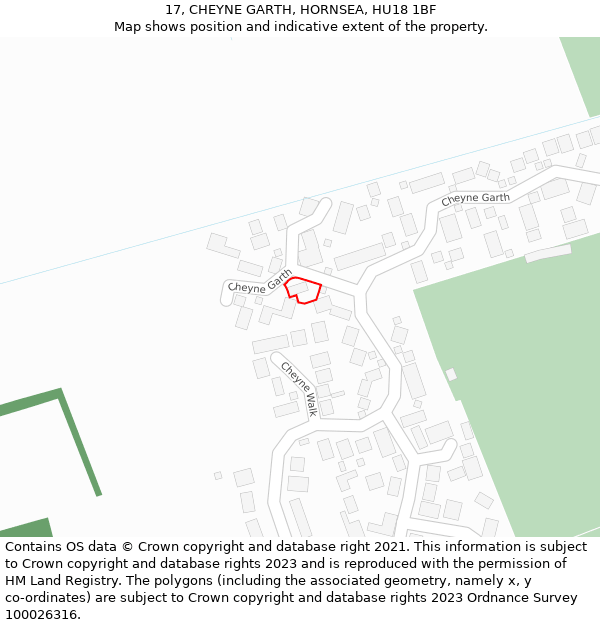 17, CHEYNE GARTH, HORNSEA, HU18 1BF: Location map and indicative extent of plot