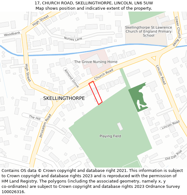 17, CHURCH ROAD, SKELLINGTHORPE, LINCOLN, LN6 5UW: Location map and indicative extent of plot