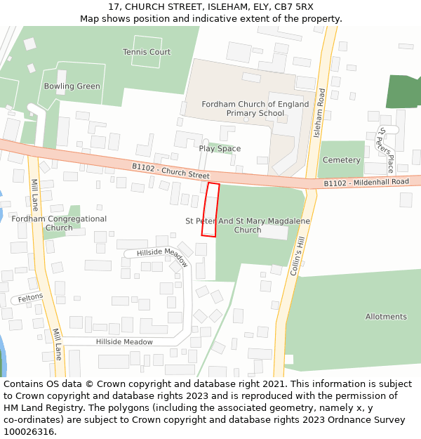 17, CHURCH STREET, ISLEHAM, ELY, CB7 5RX: Location map and indicative extent of plot