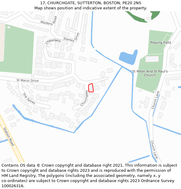 17, CHURCHGATE, SUTTERTON, BOSTON, PE20 2NS: Location map and indicative extent of plot