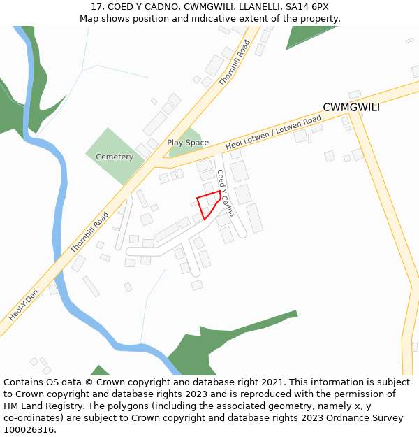 17, COED Y CADNO, CWMGWILI, LLANELLI, SA14 6PX: Location map and indicative extent of plot