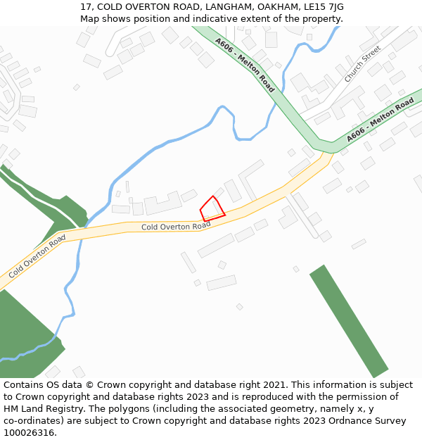 17, COLD OVERTON ROAD, LANGHAM, OAKHAM, LE15 7JG: Location map and indicative extent of plot