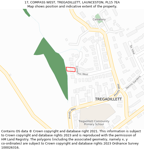 17, COMPASS WEST, TREGADILLETT, LAUNCESTON, PL15 7EA: Location map and indicative extent of plot