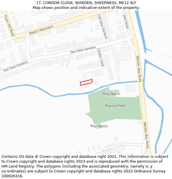 17, CONDOR CLOSE, WARDEN, SHEERNESS, ME12 4LY: Location map and indicative extent of plot