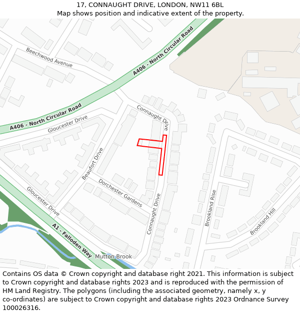 17, CONNAUGHT DRIVE, LONDON, NW11 6BL: Location map and indicative extent of plot