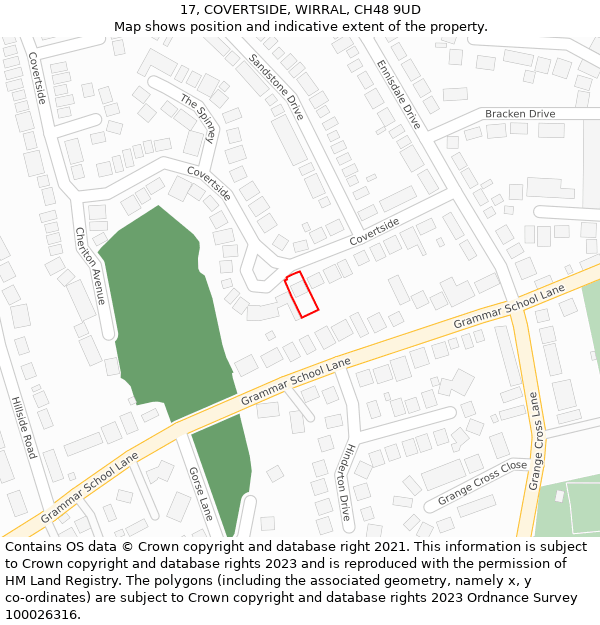 17, COVERTSIDE, WIRRAL, CH48 9UD: Location map and indicative extent of plot