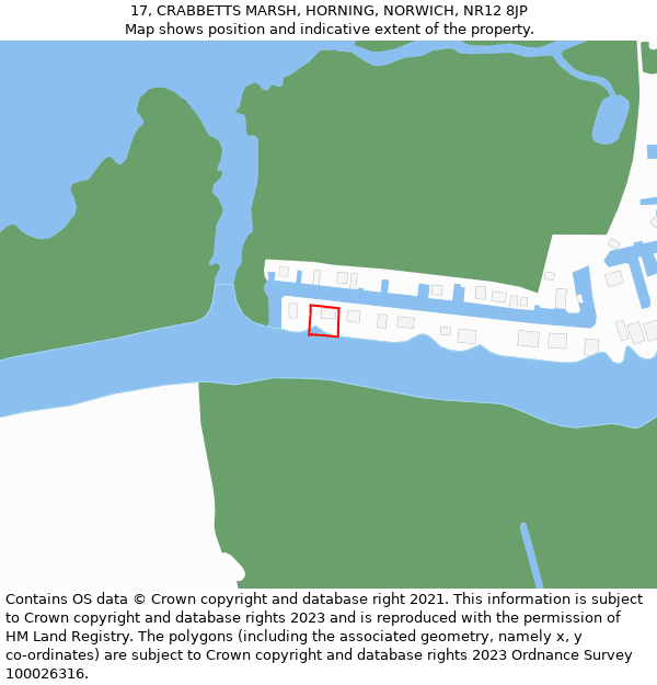 17, CRABBETTS MARSH, HORNING, NORWICH, NR12 8JP: Location map and indicative extent of plot