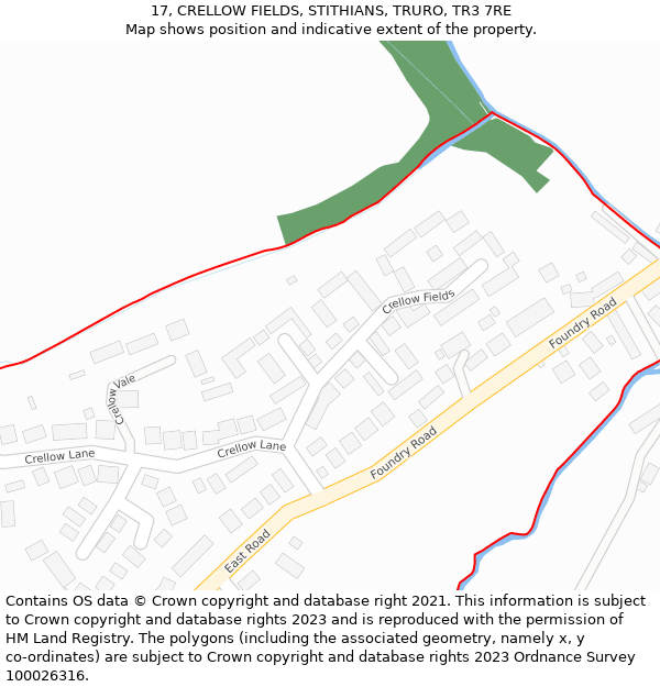 17, CRELLOW FIELDS, STITHIANS, TRURO, TR3 7RE: Location map and indicative extent of plot