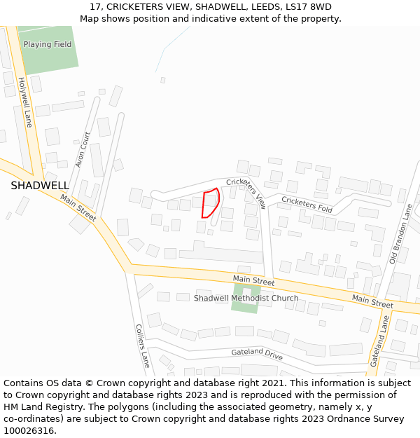 17, CRICKETERS VIEW, SHADWELL, LEEDS, LS17 8WD: Location map and indicative extent of plot