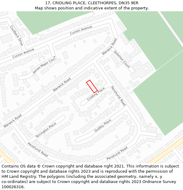 17, CRIDLING PLACE, CLEETHORPES, DN35 9ER: Location map and indicative extent of plot