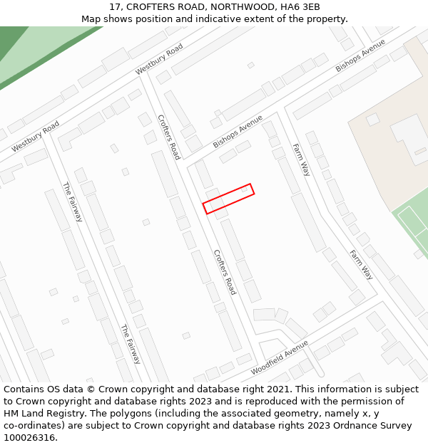 17, CROFTERS ROAD, NORTHWOOD, HA6 3EB: Location map and indicative extent of plot