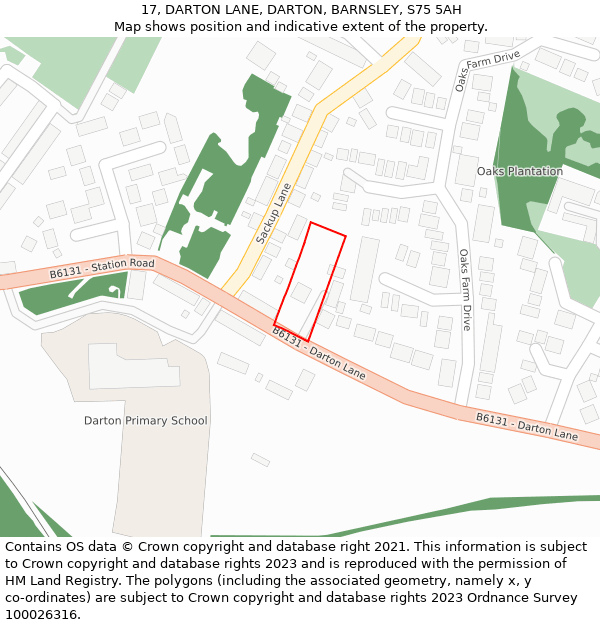 17, DARTON LANE, DARTON, BARNSLEY, S75 5AH: Location map and indicative extent of plot