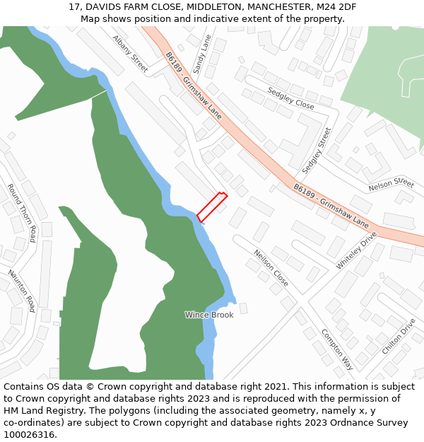 17, DAVIDS FARM CLOSE, MIDDLETON, MANCHESTER, M24 2DF: Location map and indicative extent of plot