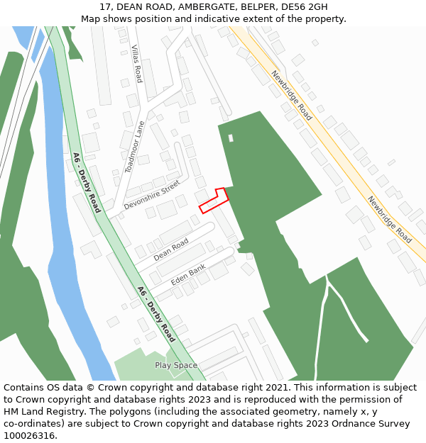 17, DEAN ROAD, AMBERGATE, BELPER, DE56 2GH: Location map and indicative extent of plot