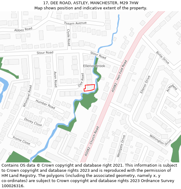 17, DEE ROAD, ASTLEY, MANCHESTER, M29 7HW: Location map and indicative extent of plot