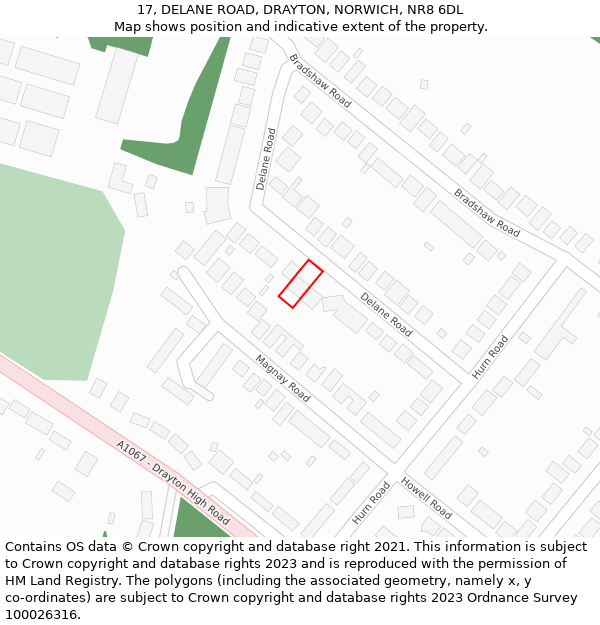 17, DELANE ROAD, DRAYTON, NORWICH, NR8 6DL: Location map and indicative extent of plot