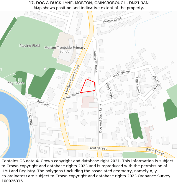 17, DOG & DUCK LANE, MORTON, GAINSBOROUGH, DN21 3AN: Location map and indicative extent of plot