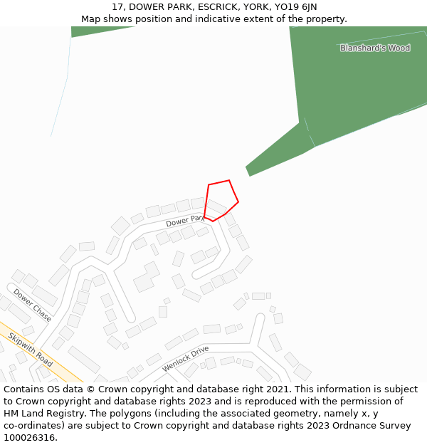 17, DOWER PARK, ESCRICK, YORK, YO19 6JN: Location map and indicative extent of plot