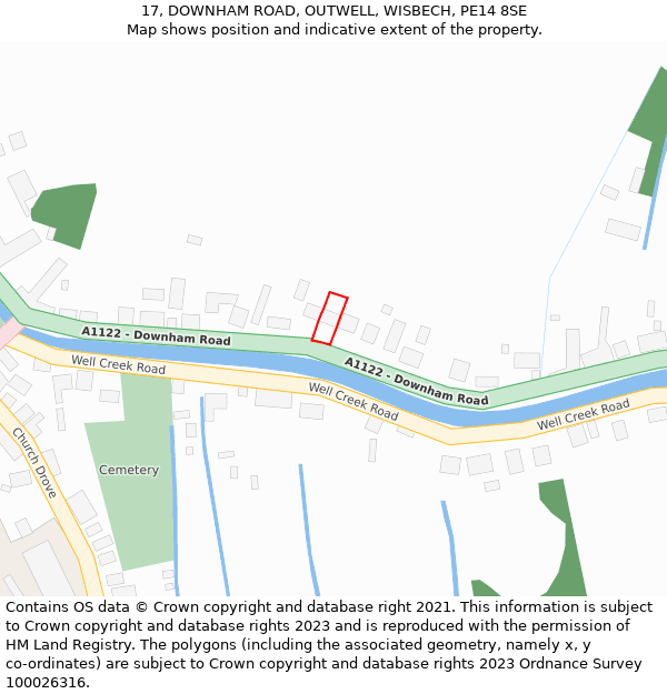 17, DOWNHAM ROAD, OUTWELL, WISBECH, PE14 8SE: Location map and indicative extent of plot