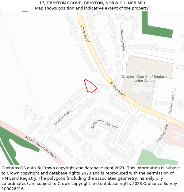 17, DRAYTON GROVE, DRAYTON, NORWICH, NR8 6PU: Location map and indicative extent of plot