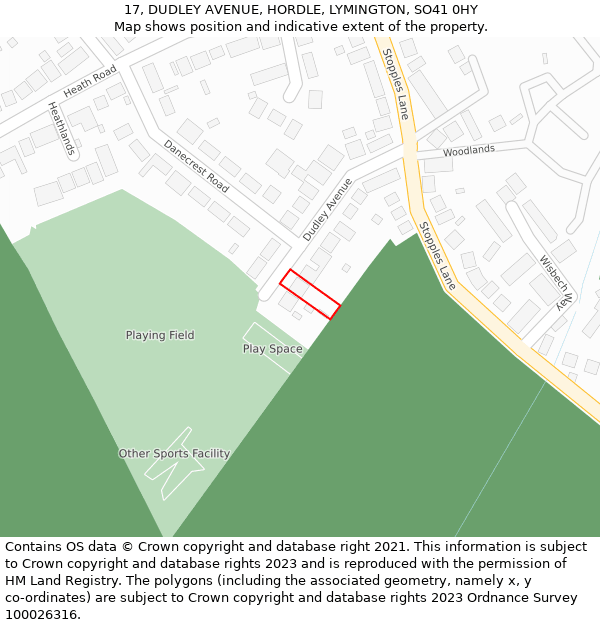 17, DUDLEY AVENUE, HORDLE, LYMINGTON, SO41 0HY: Location map and indicative extent of plot