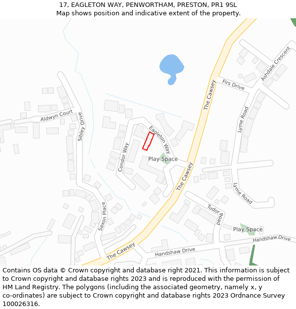 17, EAGLETON WAY, PENWORTHAM, PRESTON, PR1 9SL: Location map and indicative extent of plot