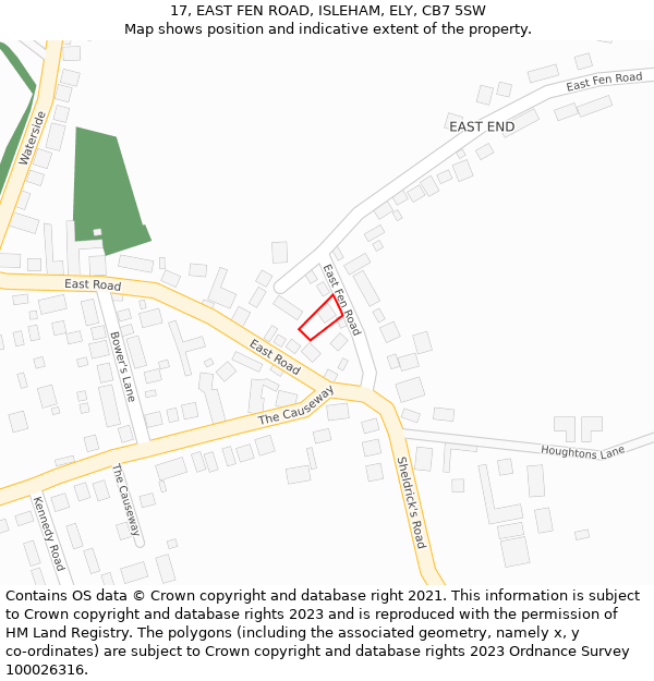 17, EAST FEN ROAD, ISLEHAM, ELY, CB7 5SW: Location map and indicative extent of plot