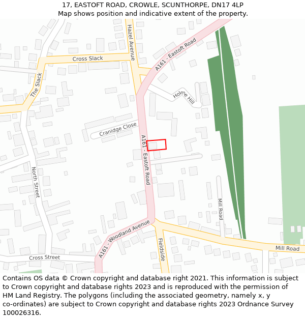17, EASTOFT ROAD, CROWLE, SCUNTHORPE, DN17 4LP: Location map and indicative extent of plot