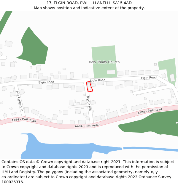 17, ELGIN ROAD, PWLL, LLANELLI, SA15 4AD: Location map and indicative extent of plot