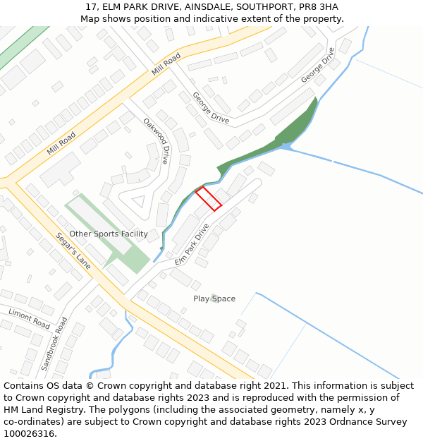 17, ELM PARK DRIVE, AINSDALE, SOUTHPORT, PR8 3HA: Location map and indicative extent of plot